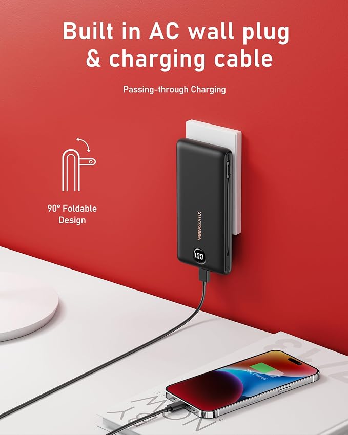 VEEKTOMX Portable Charger with Built in Cables 10000mAh, Power Bank - Image 2