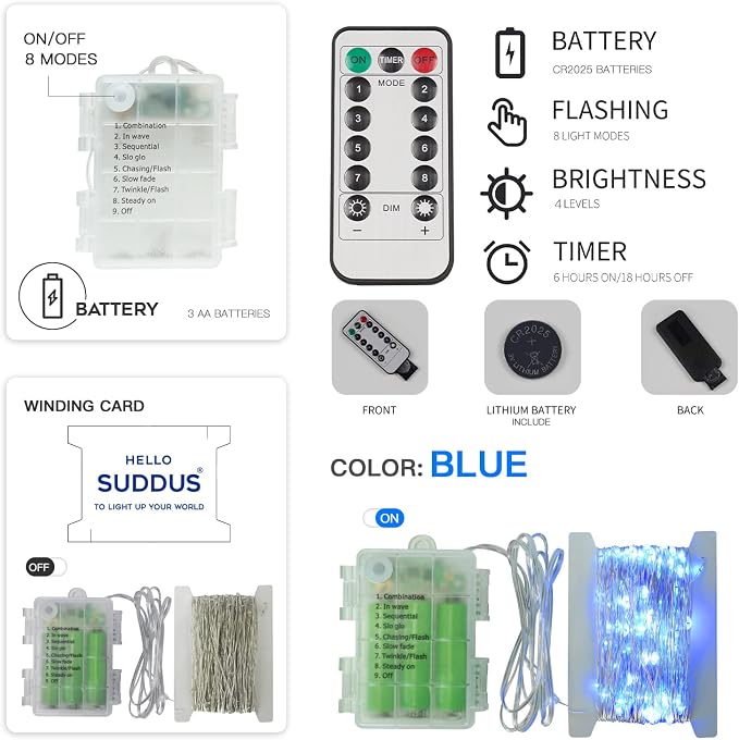 suddus 33ft 100 LED Outdoor String Lights, Led Twinkle Lights - Image 5
