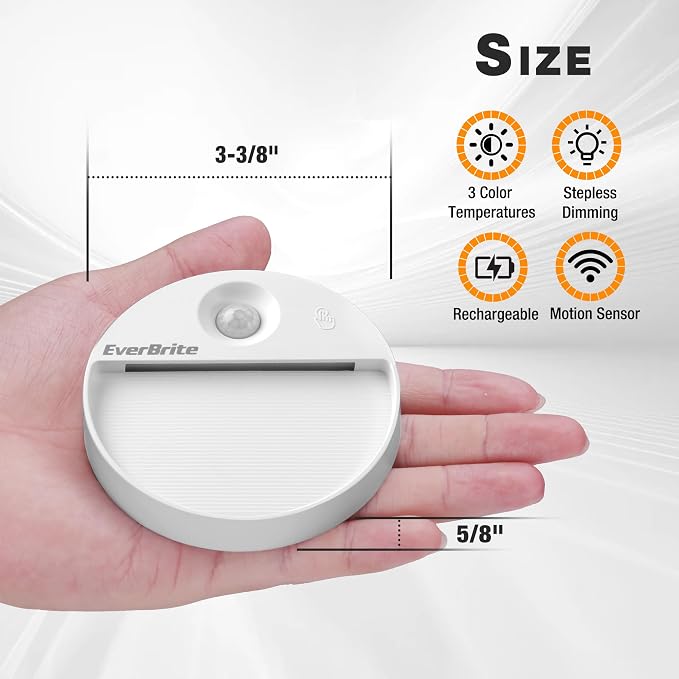 EverBrite Rechargeable Round Motion Sensor LED Night Light, Motion Activated - Image 6