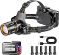 LED Headlamp Rechargeable 3500 Lumens, Dual Beads Headlights Super Bright by Unknown