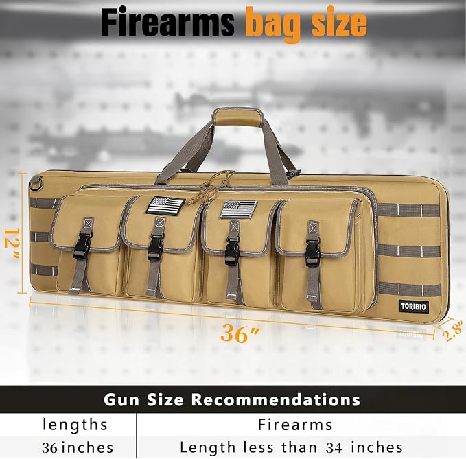 TORIBIO Double Rifle Case Soft Bag 32" 34" 36" 42" 46" 48'' 51“ 55” Gun Case - Image 2
