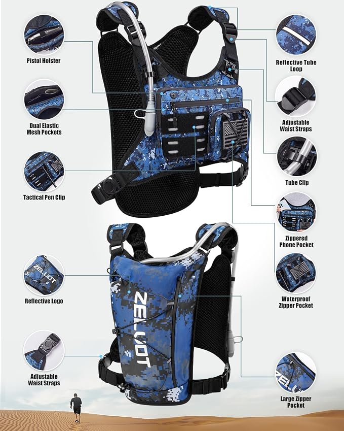 Zelvot Running Vest with 2L Water Bladder, Hydration Backpack, U.S. Original - Image 4