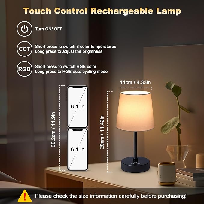 Wowag Cordless Table Lamp, 5000mAh Rechargeable Battery Operated Desk Lamp - Image 2