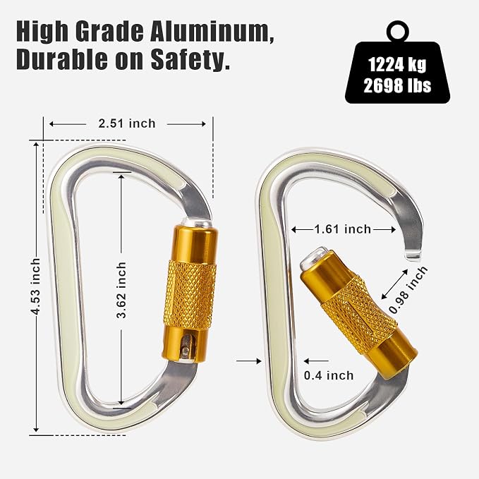 SOB Heavy Duty Steel Carabiner Clips -Auto Locking Climbing Carabiner, - Image 3
