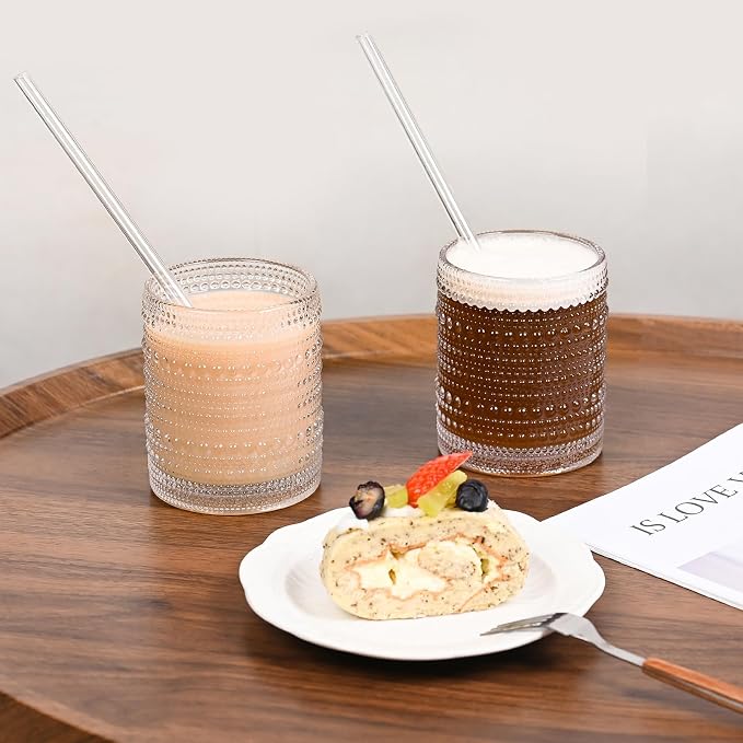 Set of 4 Hobnail Drinking Glasses, 15.2 Oz Romantic Water Glasses, Cocktail - Image 6