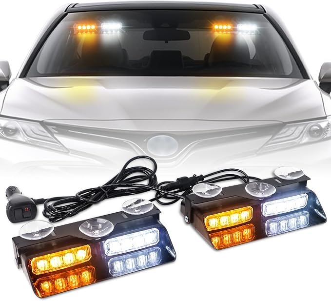 XRIDONSEN 2 in 1 Emergency Dash Strobe Lights Interior Windshield Lights Amber by XRIDONSEN