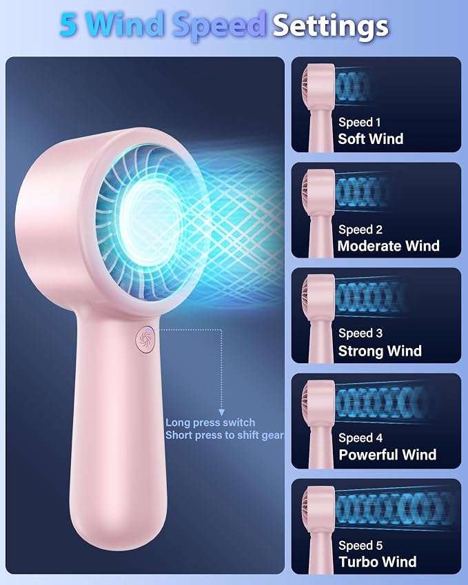 Portable Handheld Fan Personal Small Turbo Hand Fan Powerful, USB Rechargeable - Image 5