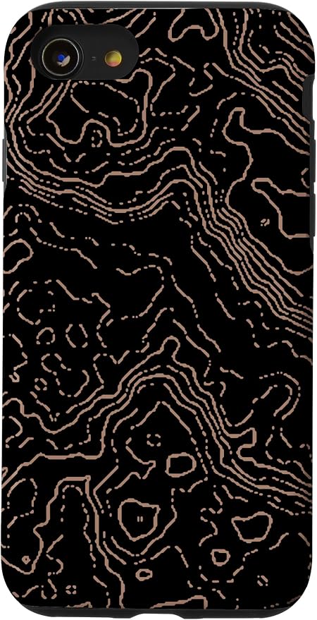 Topography Black & Brown Abstract Pattern Topographic Map Case by Unknown