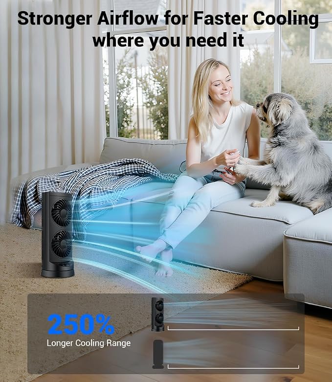 Personal Tower Fan for Bedroom, Portable Desk Table Fan，3 Speeds Cooling - Image 2