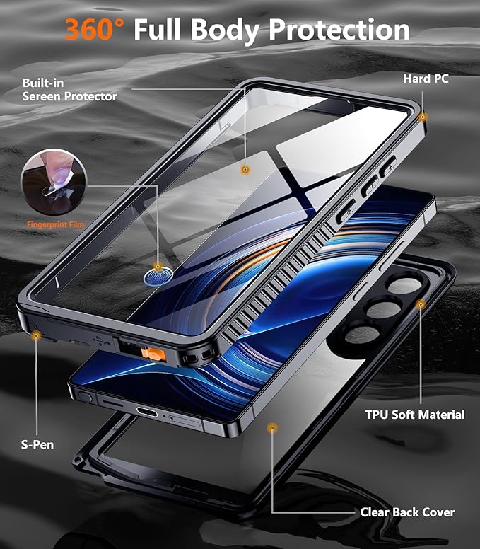Temdan Designed for Samsung Galaxy S25 Ultra Case Waterproof, Built-in Lens & - Image 5