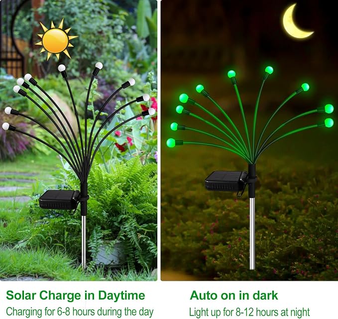 Kohlrabi Solar St Patricks Day Lights Outdoor, 4 Pack 32 LED Solar Green - Image 3