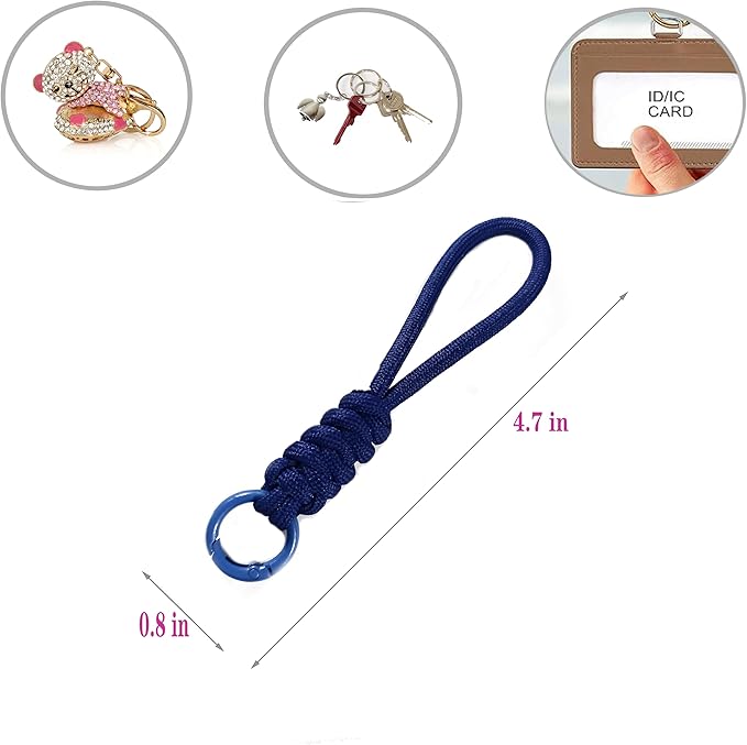 Colorful Braided Paracord Keychain, 12cm Length, Decorative Woven Rope Strap - Image 2