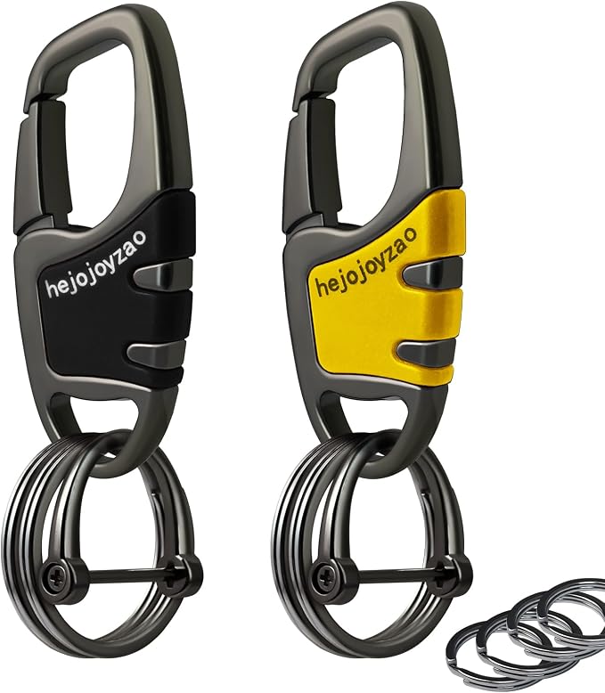 Keychain with Carabiner Clip, 4 Heavy Duty Key Rings and D Ring by Welcomehere%EF%BC%81