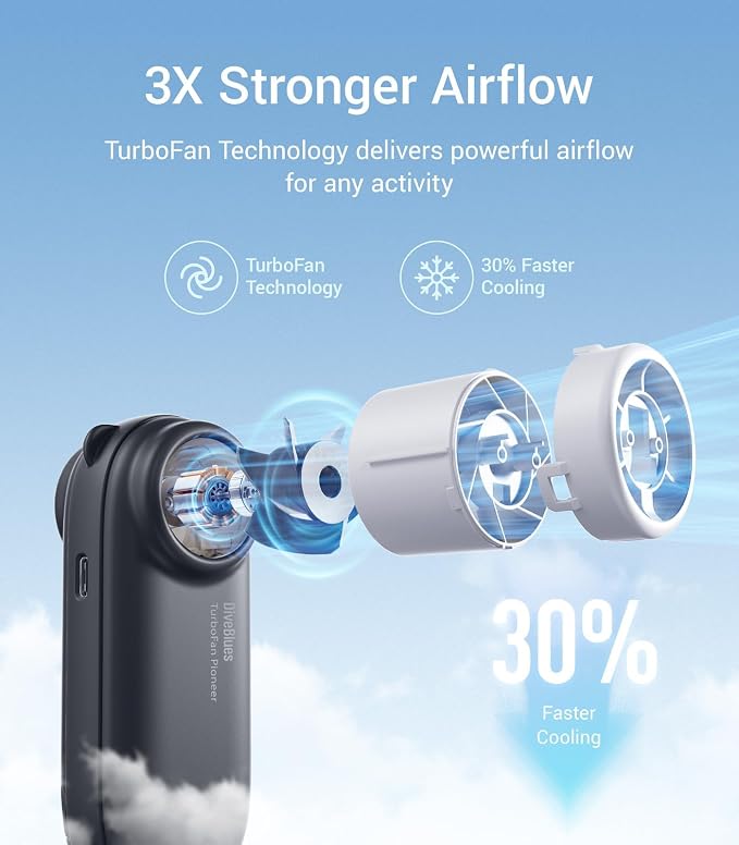 Diveblues TurboBear Portable Handheld Turbo Fan- Powerful Air Speed, - Image 2