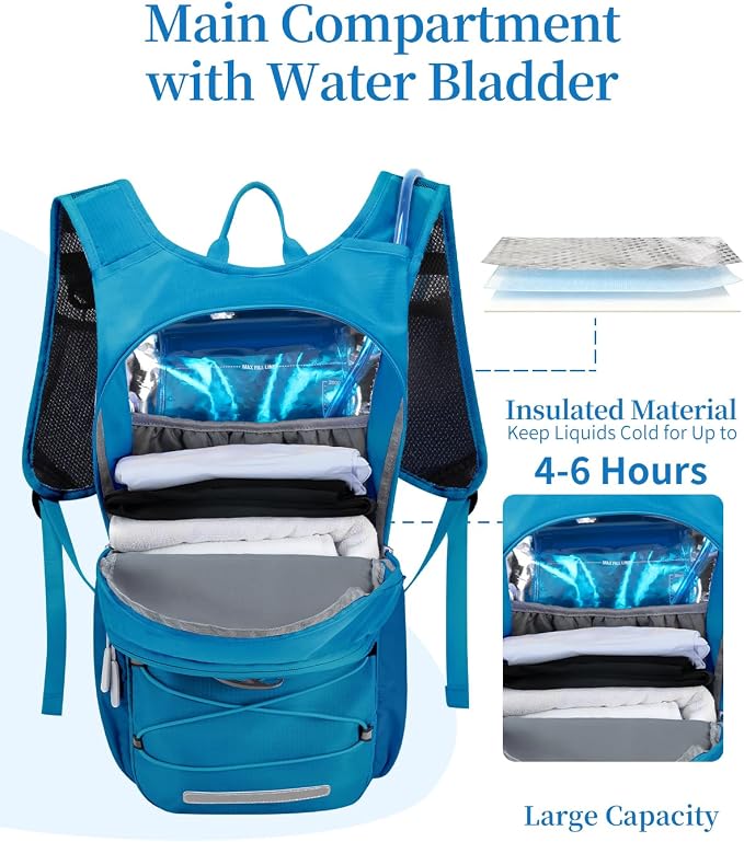 Hydration Backpack with 2L Water Bladder, Hiking Water Backpack - Image 3
