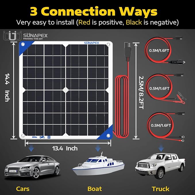 SUNAPEX 12V 20 Watt Solar Trickle Charger Maintainer - Image 6