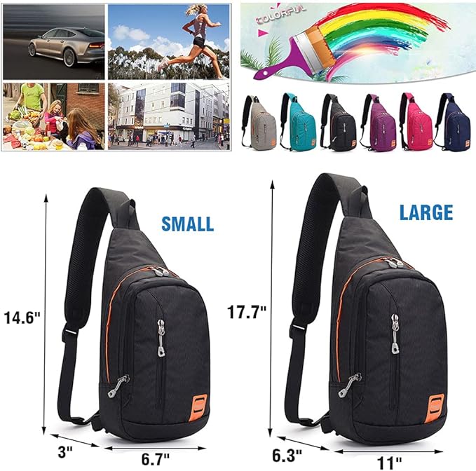 Peicees Small Sling Backpack Waterproof Unisex Shoulder Bag Chest Crossbody - Image 4