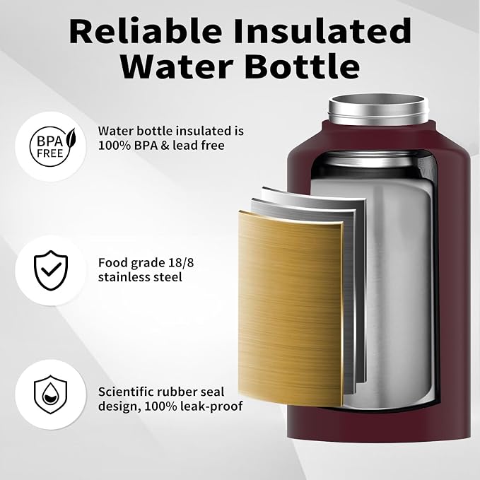 WATERSY 2/3 Gallon Water Bottle Insulated, BPA Free&Leak Proof, 87oz Stainless - Image 3