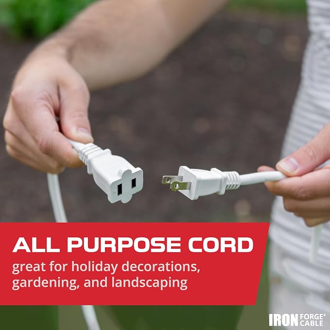 Iron Forge Cable 2 Prong Outdoor Extension Cord 50 ft, 16/2 SJTW 50 Foot White - Image 4