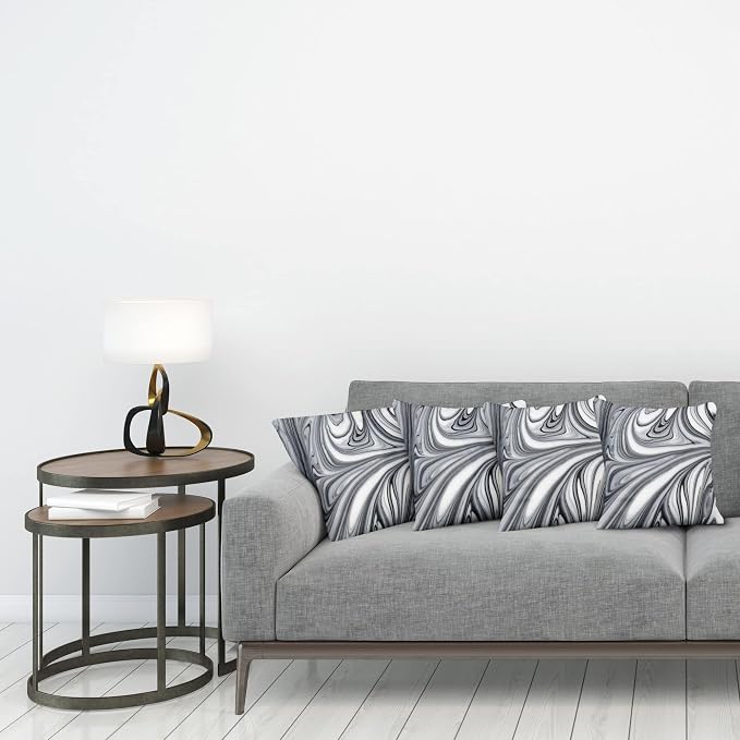 Ambesonne Abstract Throw Pillow Cushion Case Pack of 4, Mix of White and Black - Image 3