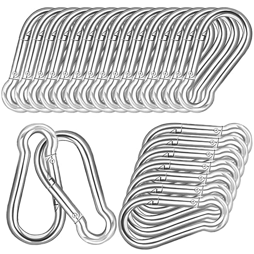 40 PCS 3'' Spring Snap Hook Carabiner, M8 5/16 Inch Galvanized Silver Steel by HANDRERLEE