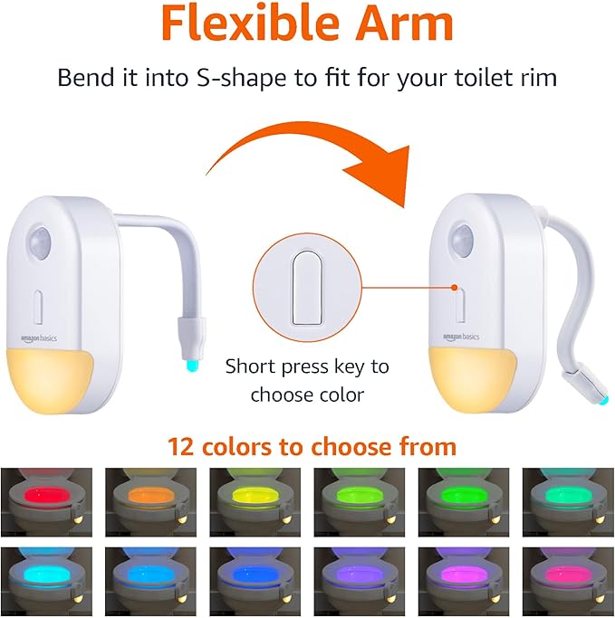 Amazon Basics Color Changing LED Toilet Bowl Motion Sensor Light, Battery - Image 4