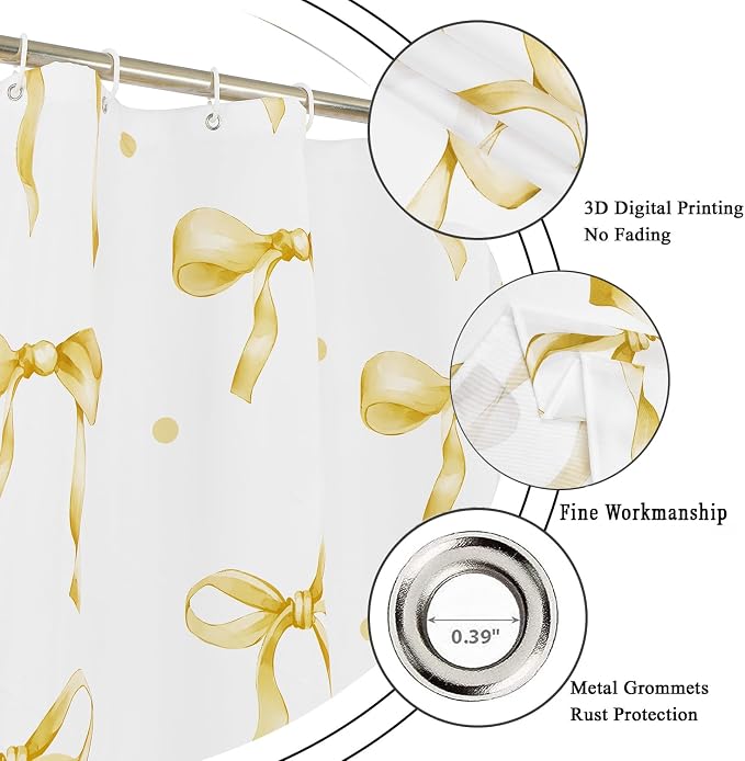 Yellow Bow Shower Curtain - Image 5