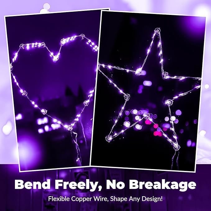 ZSJWL 30 Pack Purple Fairy Lights Battery Operated, 7Ft 20LED Mini String Light - Image 3
