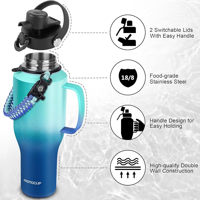 ABOTOCUP Water Bottle 40oz, Insulated Water Bottle - Image 3