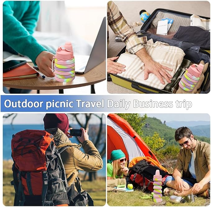 Silicone Collapsible Sports Water Bottles 500ml 16oz, Leak proof Twist Cap BPA - Image 8