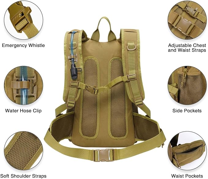 CVLIFE Hydration Backpack with 3L TPU Tactical Water Bladder, 22L Hiking - Image 7