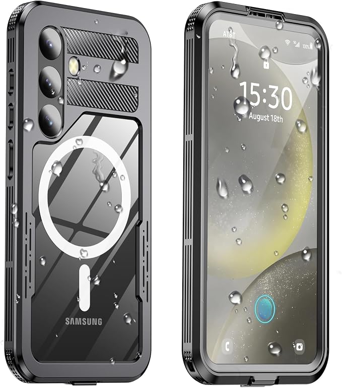 for Samsung Galaxy S24+ Plus Waterproof Case, Magnetic Heavy Duty Military by Haireca