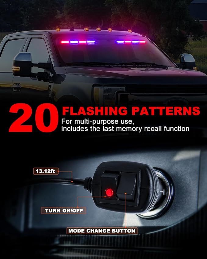 HLauto 6Z4J Emergency Dash Strobe Lights: 2x16.8 inch Red Blue Safety Lights - Image 4