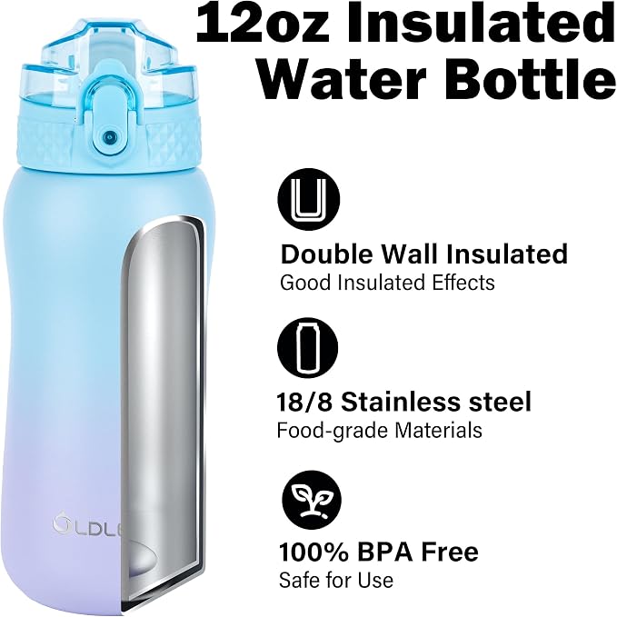OLDLEY Insulated Kids Water Bottle, Stainless Steel, Double Wall Vacuum - Image 4
