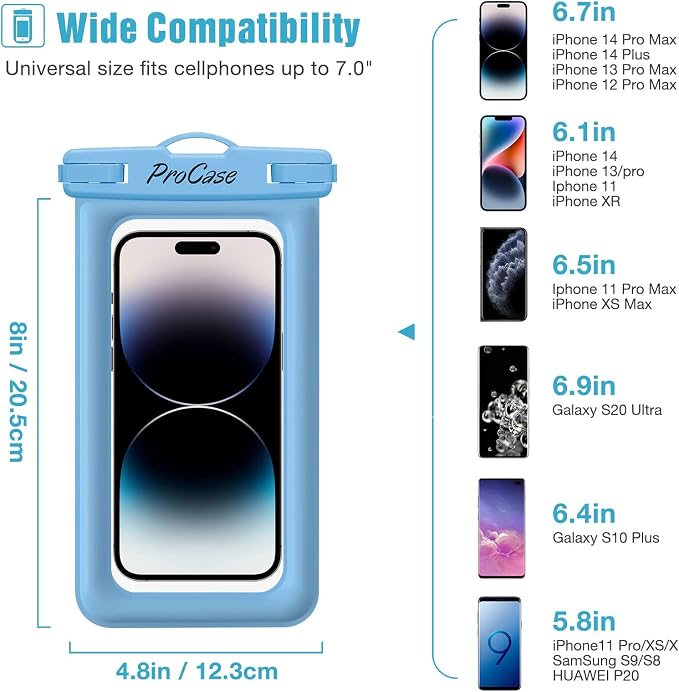 ProCase 2 Pack Floating Waterproof Phone Pouch IPX8, Universal Dry Bag Fits - Image 3