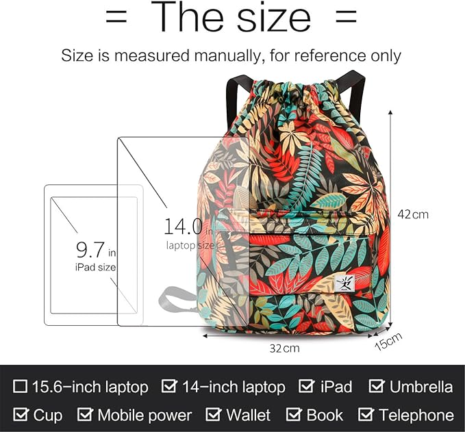 Waterproof Drawstring Bag, Gym Bag Sackpack Sports Beach Backpack - Image 7