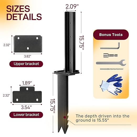 Goovilla Fence Post Repair Kit, Robust Quick-Fix Wood Support - Image 2
