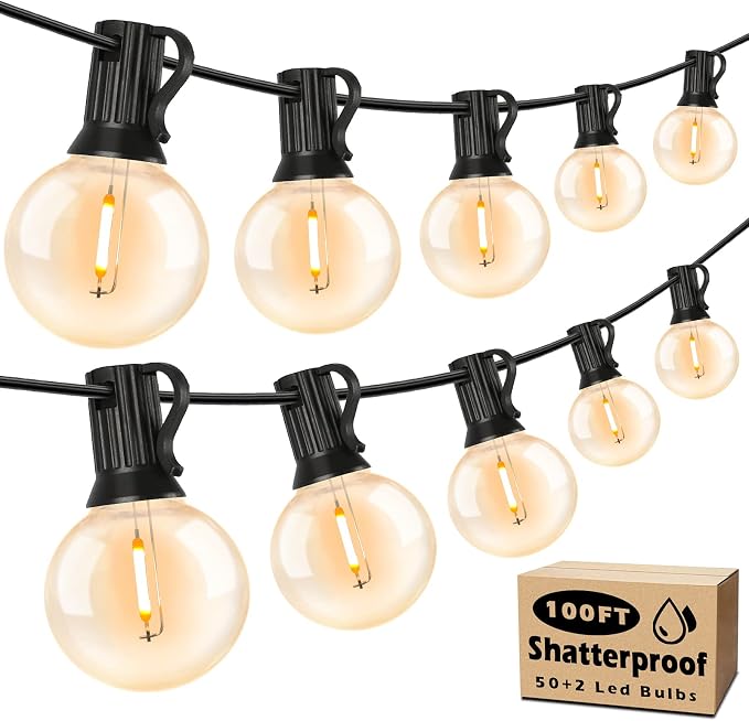 Brightever 100ft Outdoor G40 LED Globe String Lights Dimmable Waterproof by Brightever