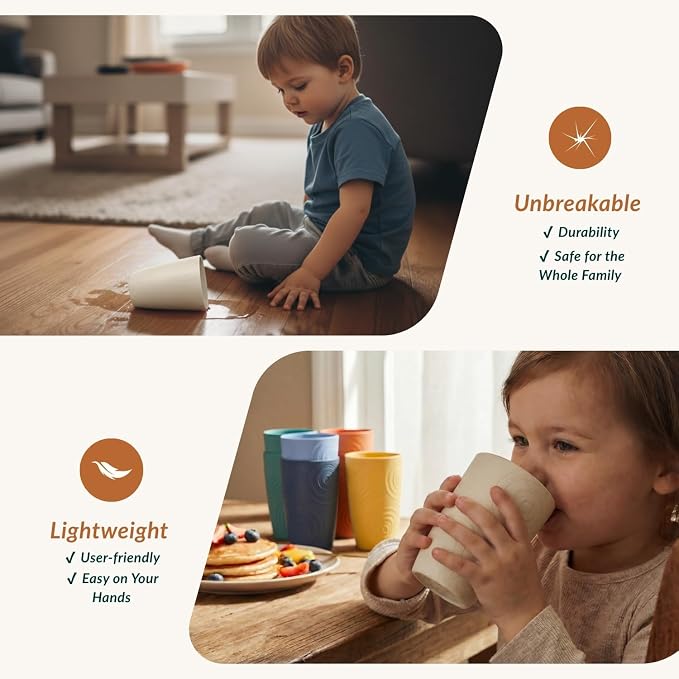 Homienly Plastic Cups Alternatives Unbreakable Drinking Glasses Wheat Straw Cup - Image 5