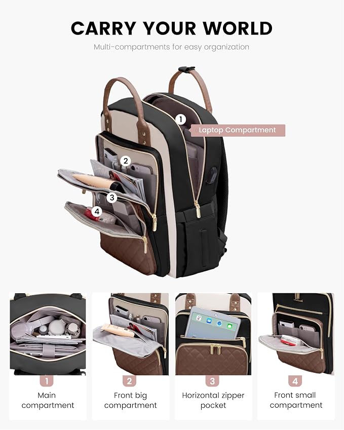 LOVEVOOK Laptop Backpack Purse for Women, 15.6" Laptop Bag for Travel - Image 3