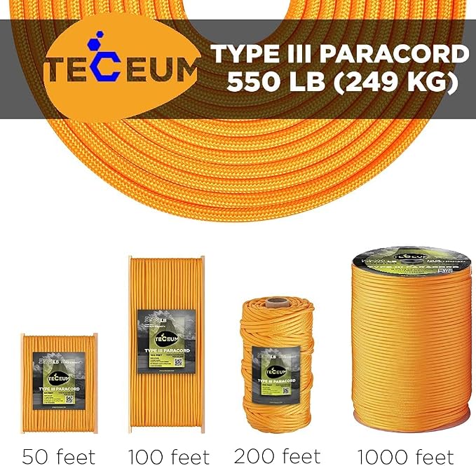 TECEUM 5/32" Paracord Rope 1000 – 1000ft / 200ft / 100ft / 50ft – Tactical - Image 9