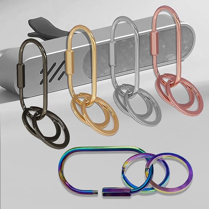 Key Chain, Brass Key Rings 2 Pack Screw Lock Key Organizer - Image 5