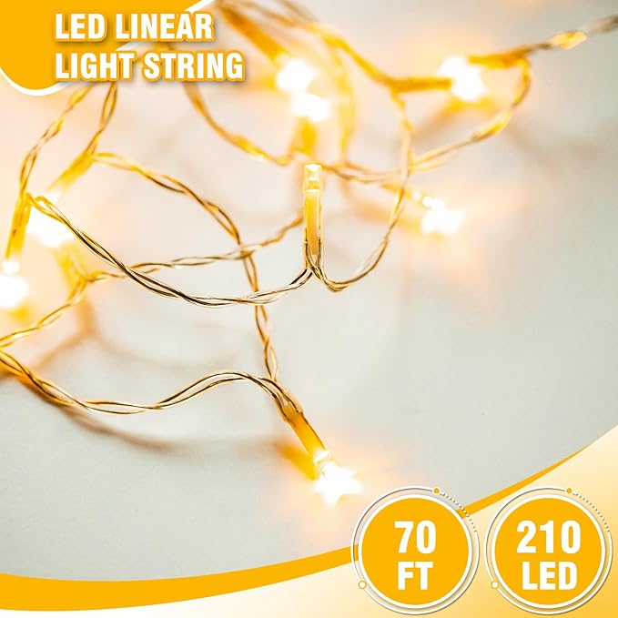 210 LEDs Warm White LED String Lights – 70FT Transparent Wire, Waterproof & - Image 7