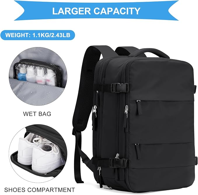 coowoz Large Travel Backpack For Women Men, Carry On Backpack, Hiking Backpack - Image 6