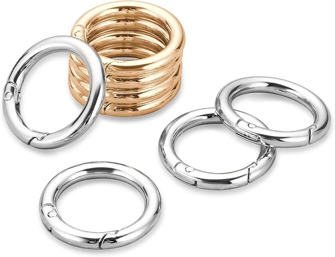 Gkeygo 1 Inch Keychain Rings, 8 Pack Round Carabiner Clip by Gkeygo