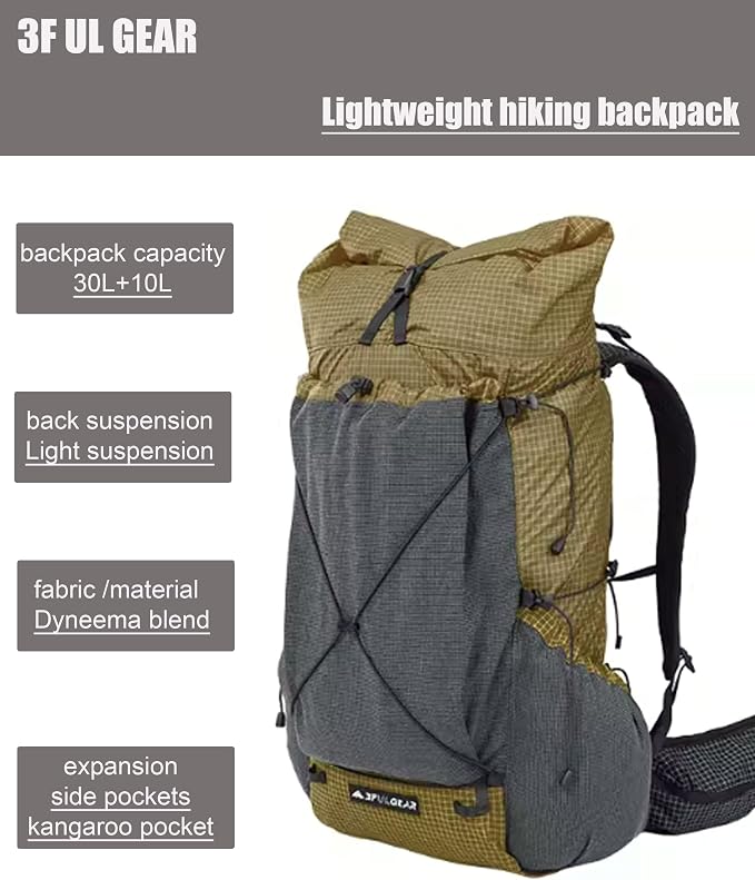 3F UL GEAR 30L+10L UHMWPE Ultralight Waterproof Hiking Backpack Daypack Outdoor - Image 2