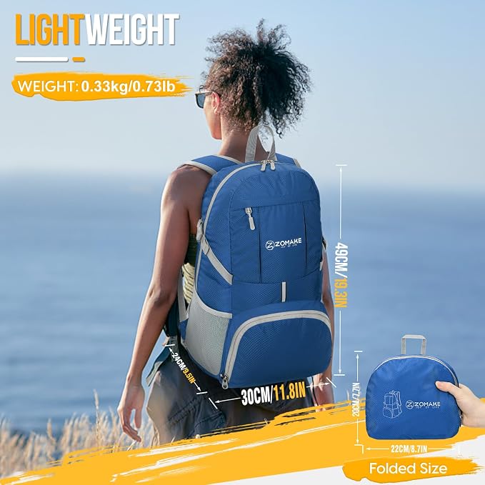 ZOMAKE Lightweight Packable Backpack 35L, Light Foldable Backpacks Water - Image 2