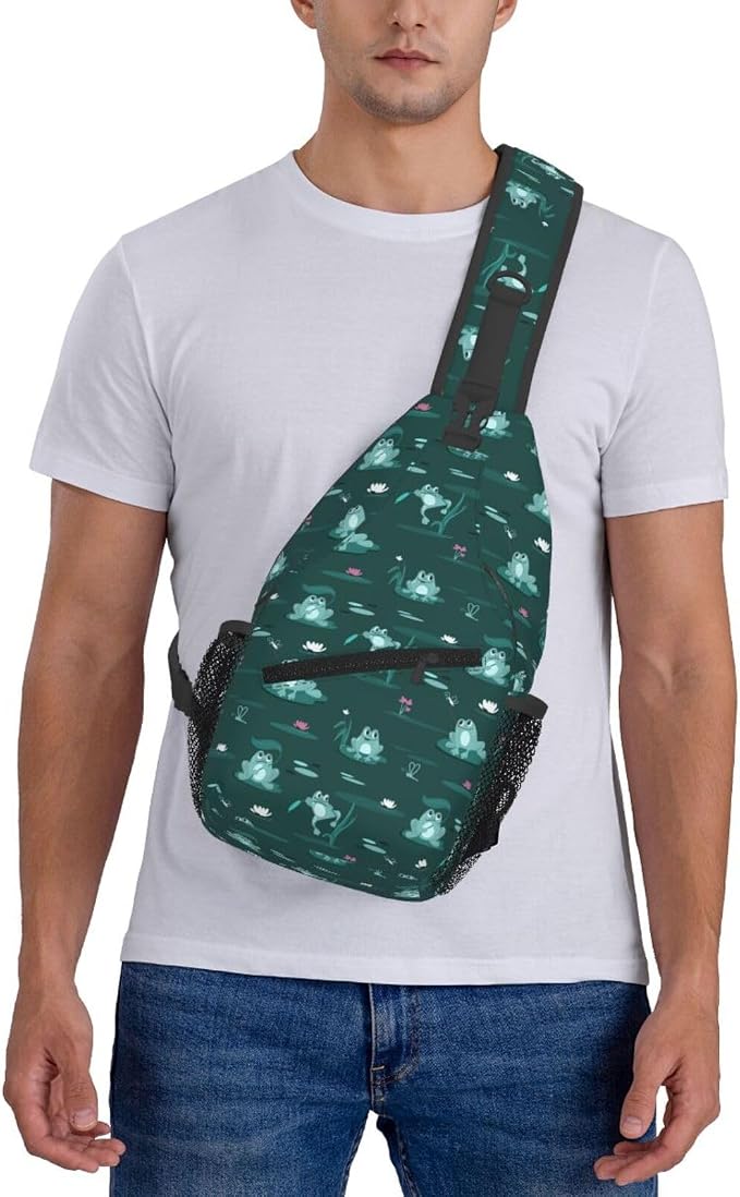 Funny Frogs In The Swamp Sling Bag - Image 7