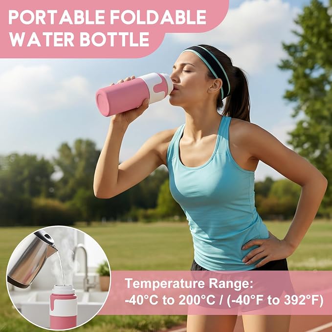 LemonRoad 2 Pcs 26 oz Silicone Collapsible Water Bottle, Portable Foldable - Image 4