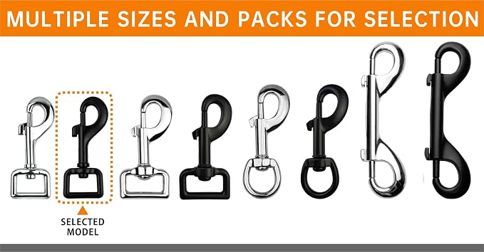 Garwor Heavy Duty Swivel Snap Hooks Black Electrophoresis Coating 3/4" 4 Pcs - Image 5